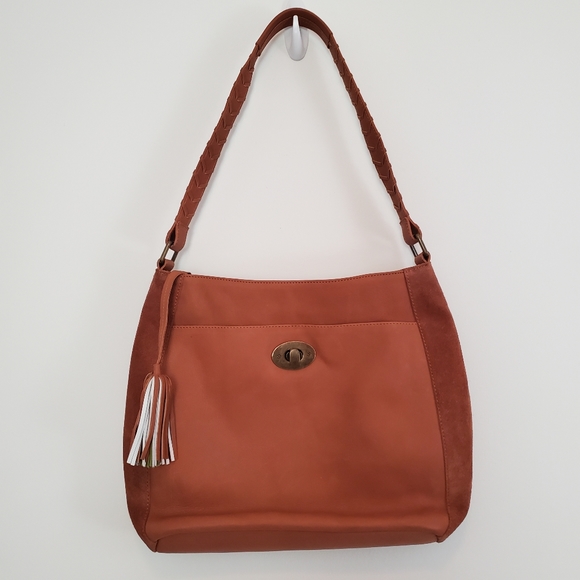 serrv Handbags - Serrv 100% Leather Camel Shoulder Handbag Fair Trade